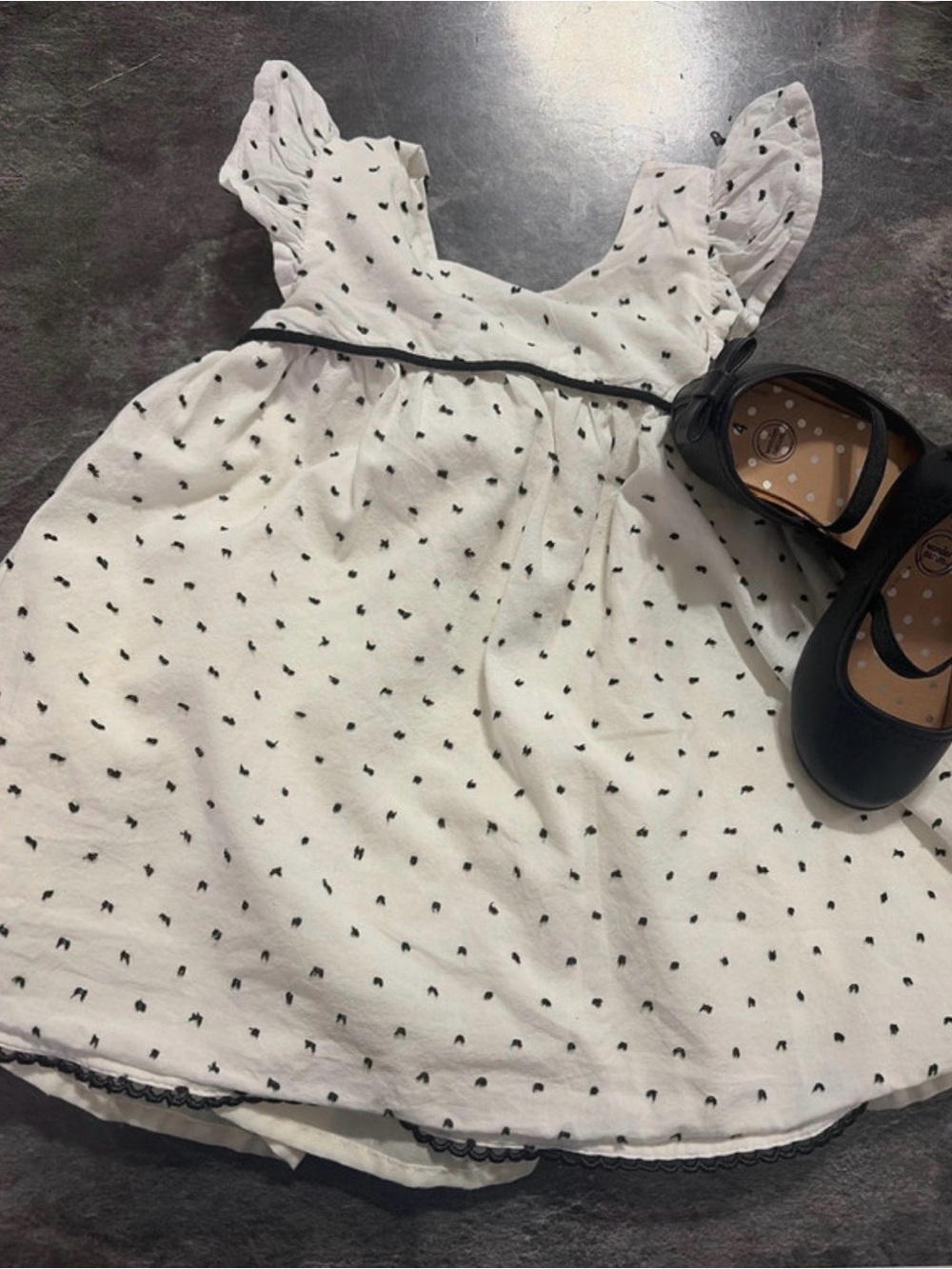 wonder nation White Dress with Black Dot Trim bundle with ballerina shoes